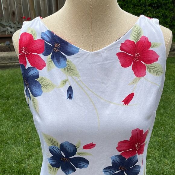 La Cabana Tropical Hawaiian Floral V-Neck Sleeveless Dress Women's Size Small - Picture 2 of 11